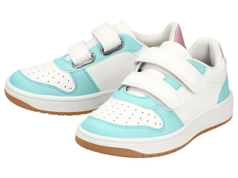 Wit-turquoise kindersneakers met klittenbandsluiting