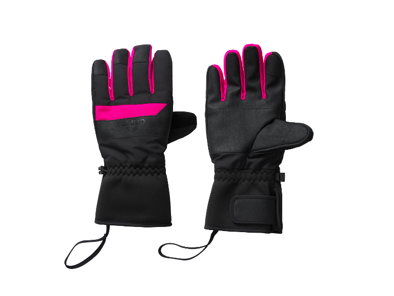 CRIVIT Premium skiwanten, zwart met felroze accenten
