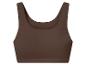Donkerbruine naadloze sporttop