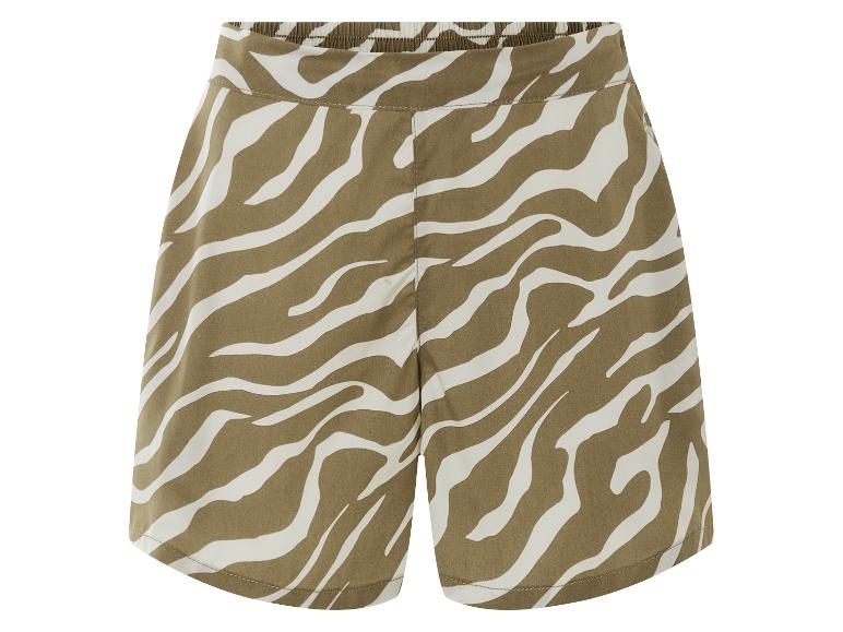 Shorts met zebraprint, kaki en wit.