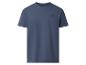 Blauw T-shirt met korte mouwen en een klein geborduurd logo op de borst.