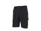 Zwarte werkshorts met zijzakken en een knoop.