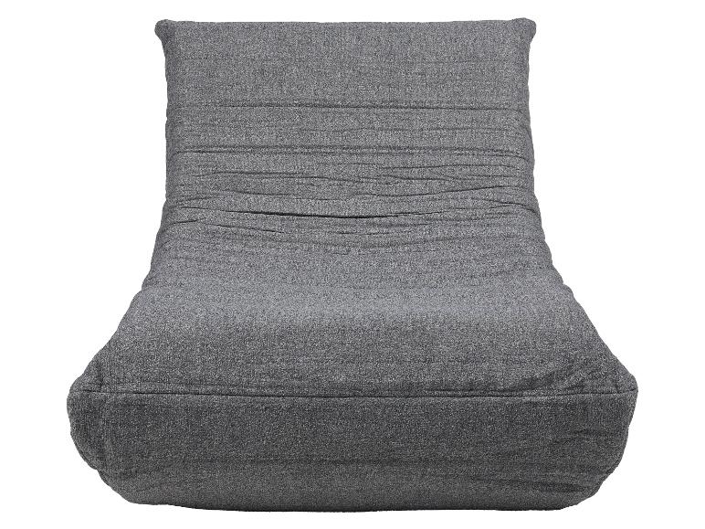 Grijze stoffen vloerkussen met geplooide rugleuning