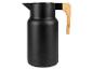Zwarte thermoskan met bamboe handvat.