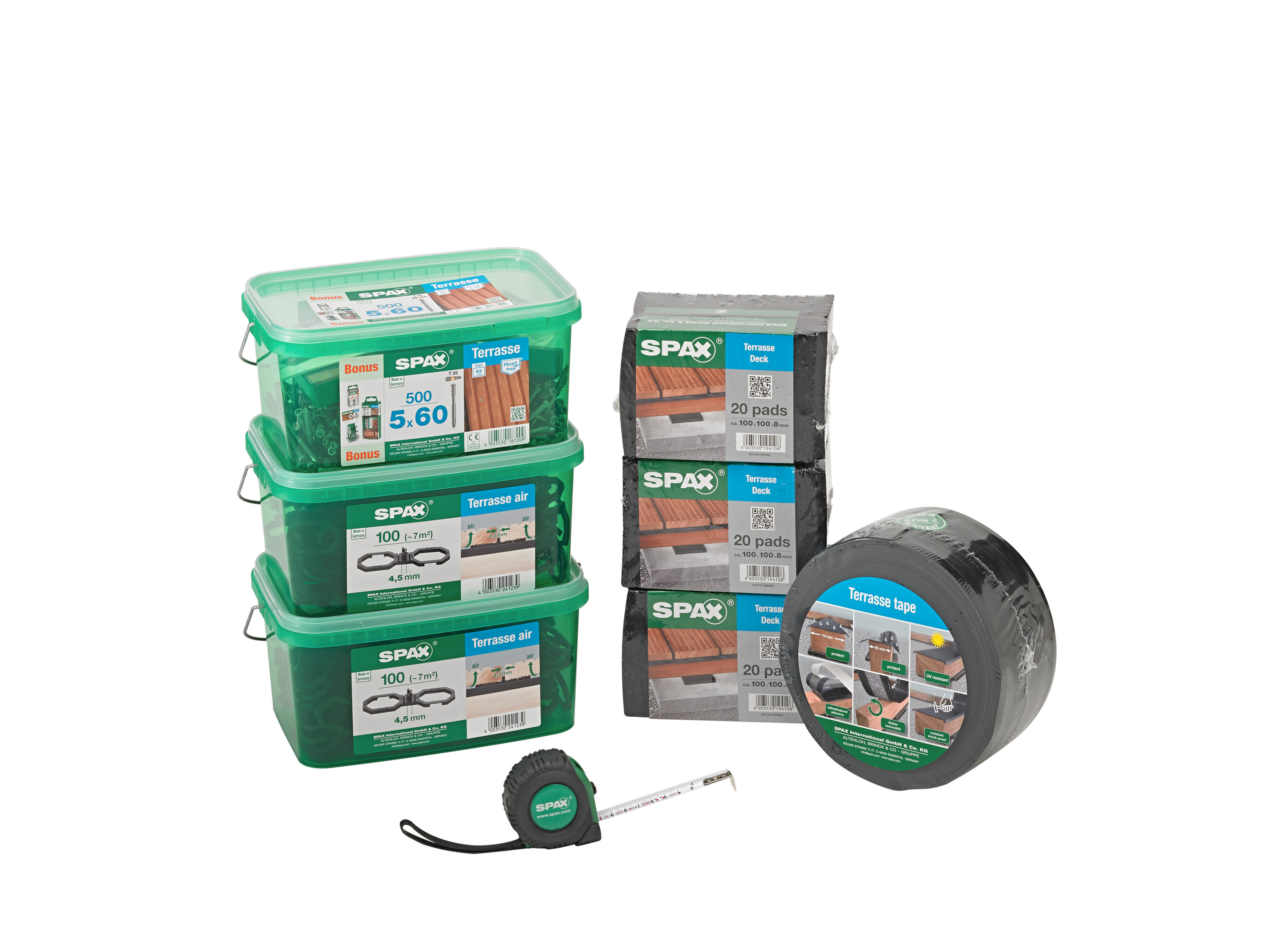 SPAX Terrasschroeven set, 5 x 60 mm, voor 10 m² terrassen, RVS