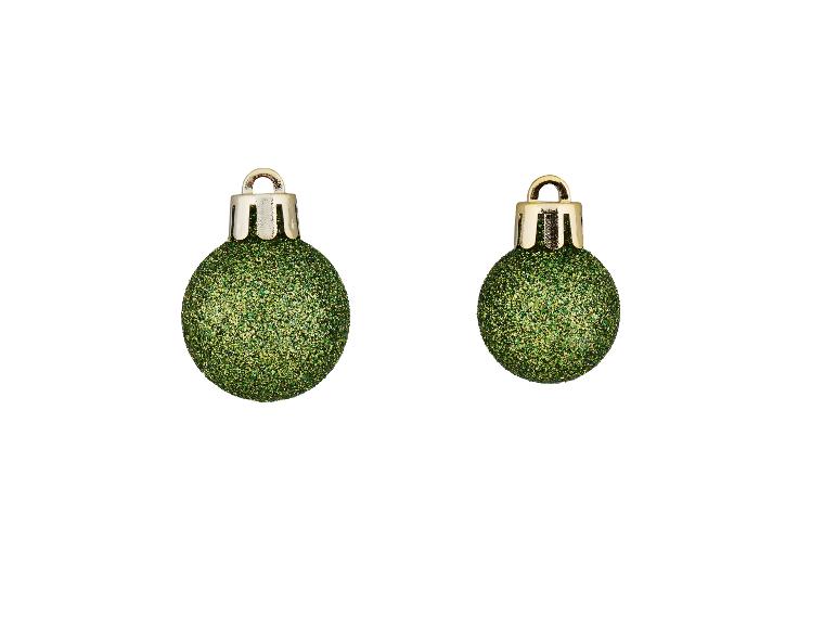 Twee groene glitter kerstballen