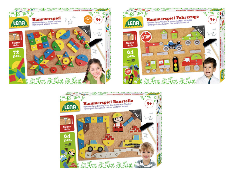 Lena Hammerspel met figuren, voertuigen en bouwplaats.