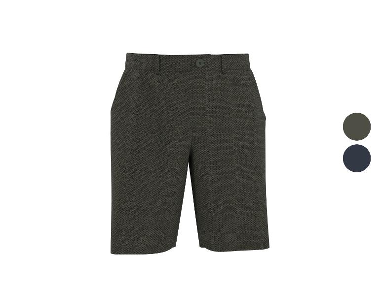 Heren shorts met patroon in donker kaki en donkerblauw.