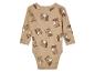 Beige baby romper met lange mouwen, print met beermotieven.