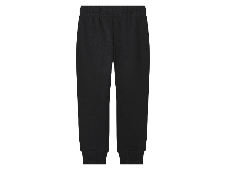 Zwarte kinder joggingbroek met elastische tailleband en boorden.