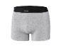 Grijze herenboxershort met zwarte elastische tailleband en wit label