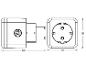 Afmetingen: 84 mm lange stekker en 57x57 mm stopcontact.