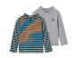 Twee longsleeve shirts voor jongens, een gestreept en een grijs.