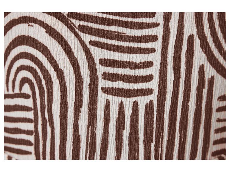 Beige en bruine stof met abstract geometrisch patroon.