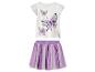 Wit T-shirt met paarse vlinders en een paarse en witte tule rok