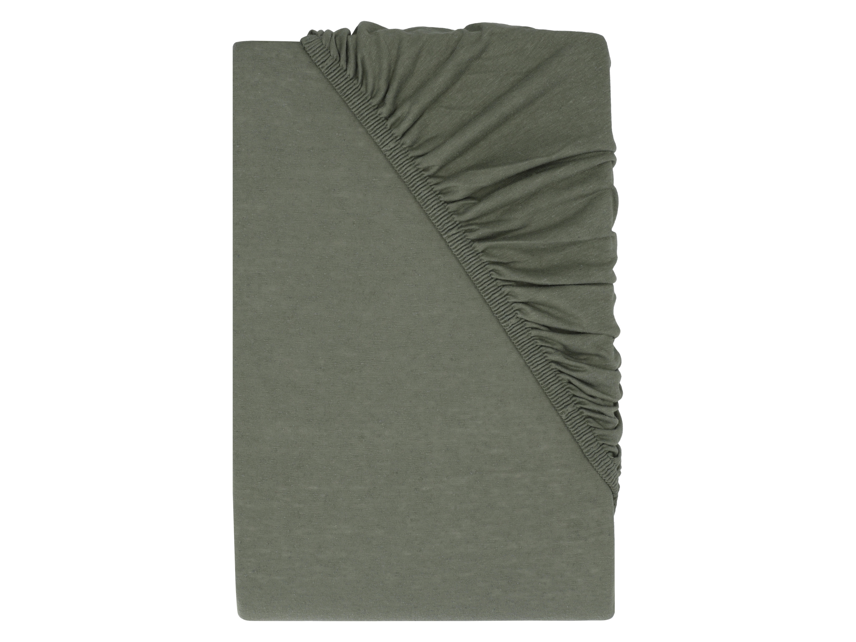 LIVARNO Katoen linnen jersey hoeslaken 90-100 x 200 cm (groen)