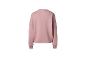 Roze sweatshirt met lange mouwen en ronde hals, achteraanzicht.