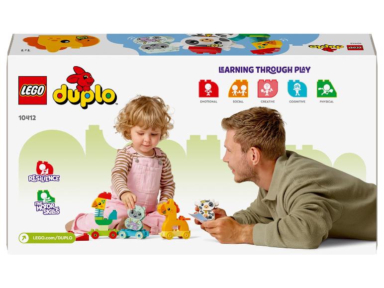 Peuter en volwassene spelen met kleurrijke dierenbouwblokken, bevordert spelenderwijs leren.