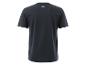 Donker T-shirt met korte mouwen en een klein wit logo in de nek.