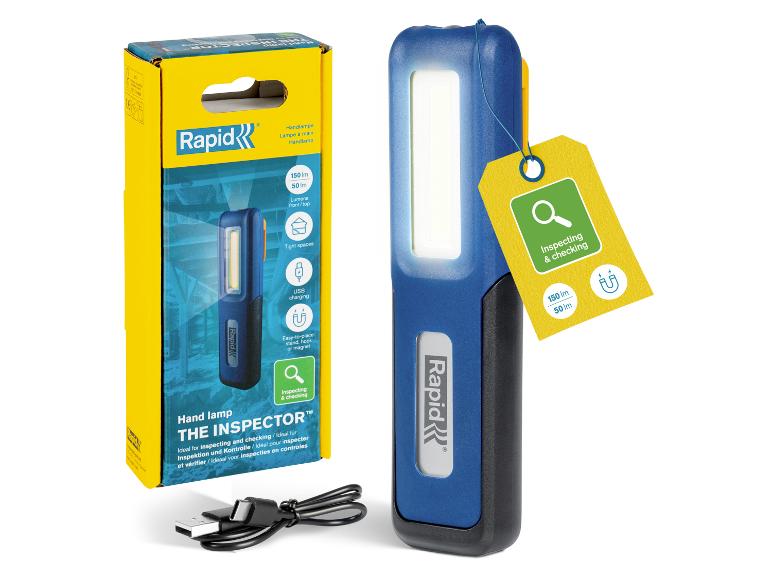 LIVARNO® Werklamp »The Inspector« met USB-opladen en magneetbevestiging in verpakking.
