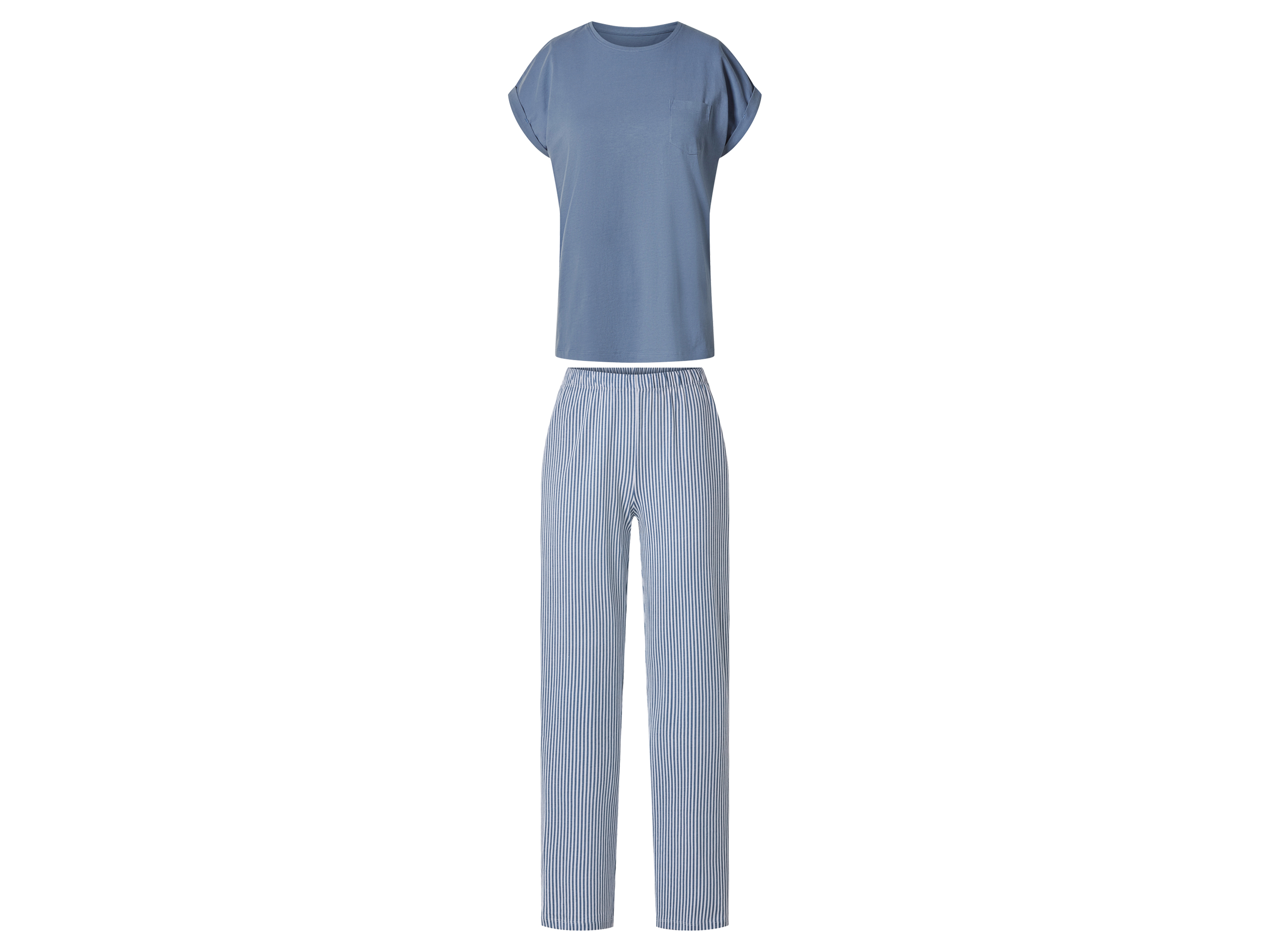 esmara Dames pyjama (Blauw/wit, L (44/46))