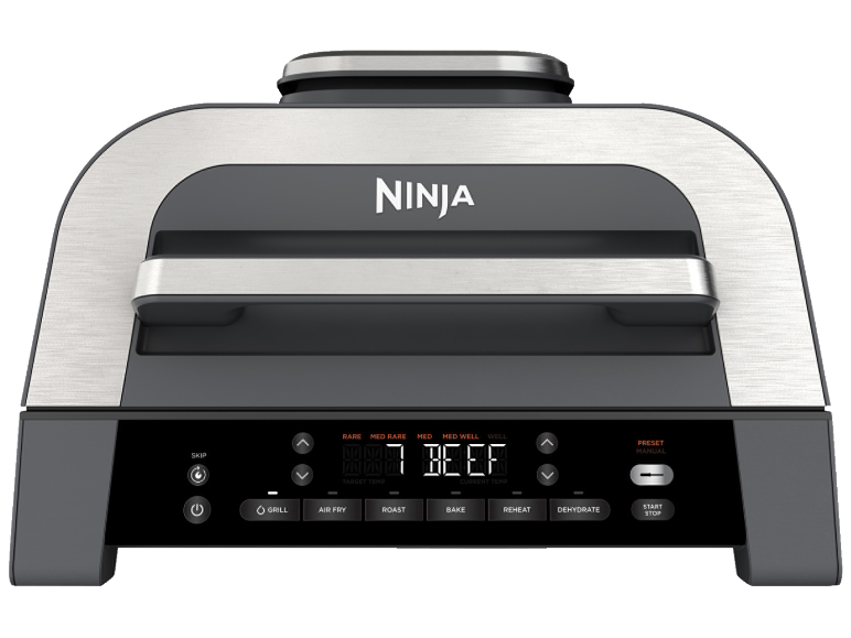 Digitale binnengrill met diverse kookfuncties en temperatuurweergave