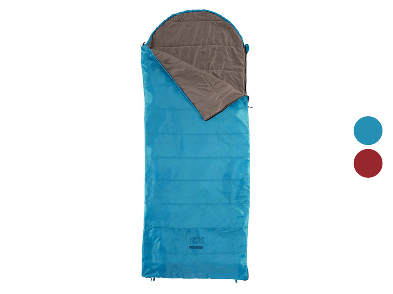 Een blauwe slaapzak van Grand Canyon.