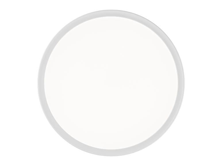 Een ronde, witte wandklok.