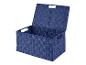 Donkerblauwe geweven opbergbox met deksel.