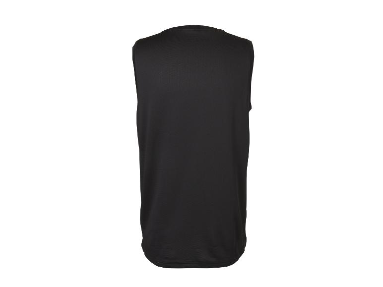 Zwart mouwloos T-shirt voor heren, achterkant.