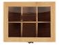 Een houten theebox met zes vakken
