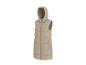 Beige gewatteerde bodywarmer met capuchon.