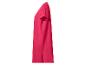 Fuchsia dames T-shirtjurk met korte mouwen, zijaanzicht.