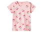 Roze T-shirt met korte mouwen en een print van rode kersen.