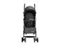 Grijze kinderwagen met zonnekap en veiligheidsgordels