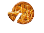 Gouden appeltaart met een uitgesneden stuk, bovenaanzicht.
