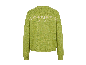 Groene gebreide trui met lichte tekst op de rug.