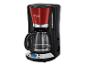 Een rode en zwarte Russell Hobbs koffiezetapparaat met glazen kan.