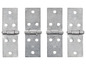 Vier zilveren scharnieren voor deuren.