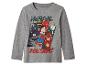 Grijs shirt met lange mouwen met DC Comics-personages: Batman, Superman en Flash.
