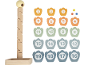 Houten telspel met nummers 1 tot 19 en drie knikkers.