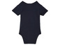 Een donkerblauwe romper voor baby's.