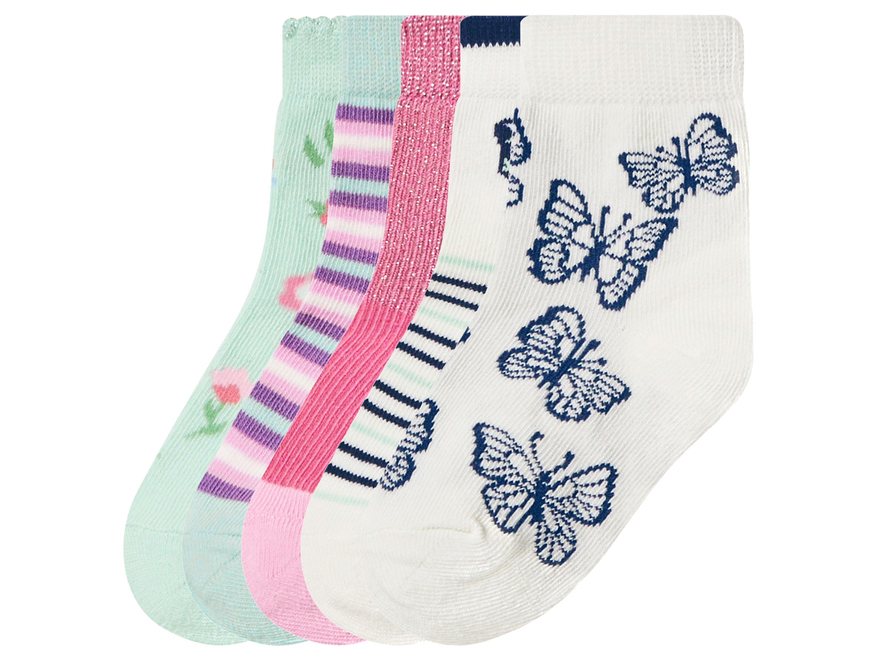 lupilu 5 Paar kinder sokken (mint/roze/wit, 19-22)