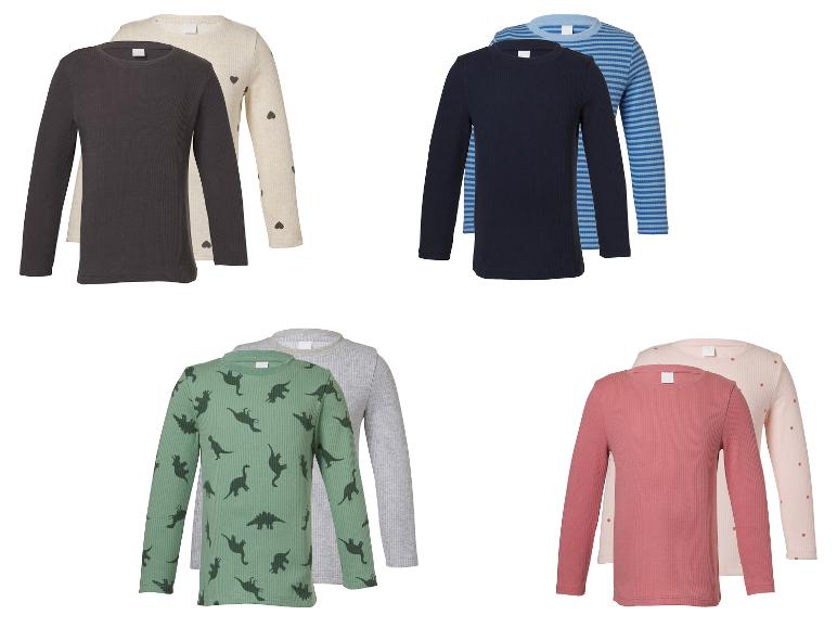 Sets kinderlongsleeves in diverse kleuren en patronen.