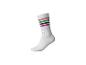 Witte sok met roze, groene, blauwe en fuchsia gekleurde strepen