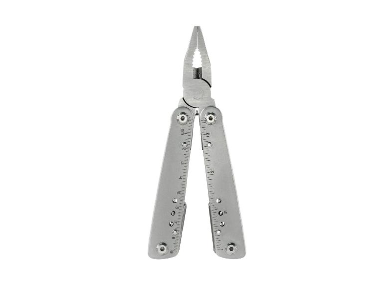 Roestvrijstalen multitooltang, met liniaal in cm en inch