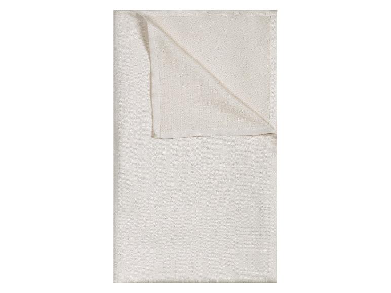 Witte theedoek met visgraatpatroon