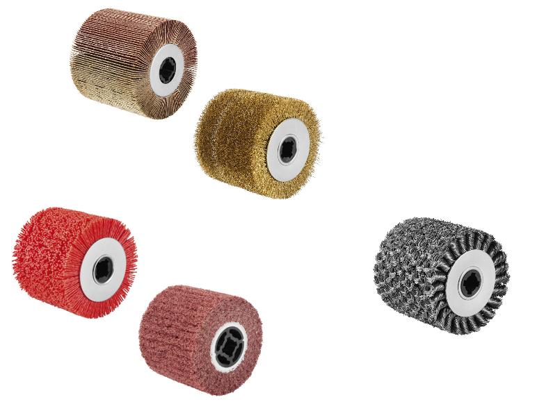 Schurende en metalen rolborstels in diverse kleuren en materialen.