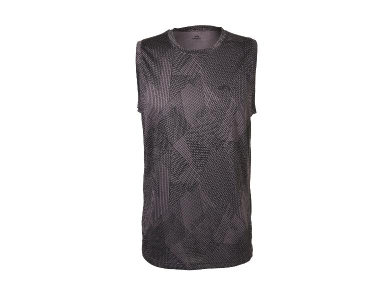 Donkergrijs mouwloos sportshirt met geometrisch patroon