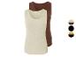 Twee beige en bruine tanktops voor dames.